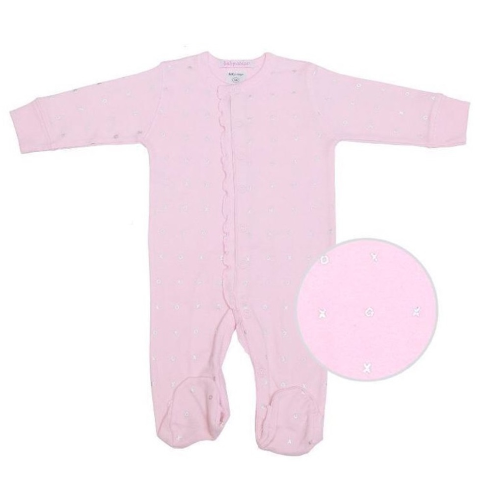 Pink onesie with silver xo’s